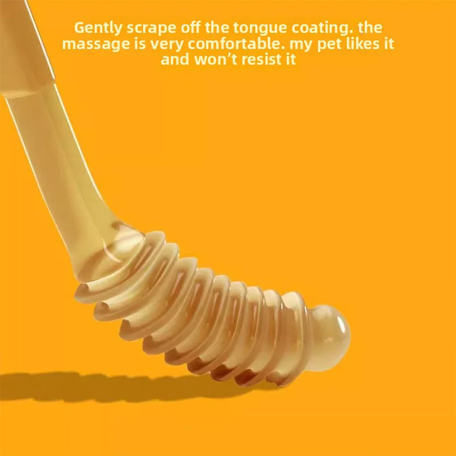 Silicone Pet Dental Care Set - Gentle Oral Hygiene Brushes with Tongue Scraper and Multi-Angle Cleaning for Dogs and Cats