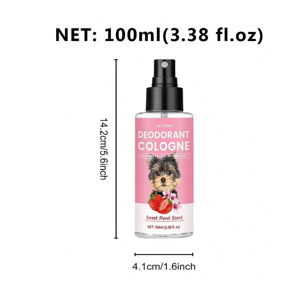 Pet Deodorizing Perfume, Odor Eliminator, Odor Remover, Odor Destroyer, Odor Removal Spray, Sweet Floral Scent, 100ML Liquid Spray, Freshen Pet Breath & Coat, Daily Use Grooming Accessory