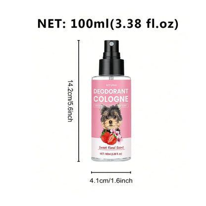 Pet Deodorizing Perfume, Odor Eliminator, Odor Remover, Odor Destroyer, Odor Removal Spray, Sweet Floral Scent, 100ML Liquid Spray, Freshen Pet Breath & Coat, Daily Use Grooming Accessory