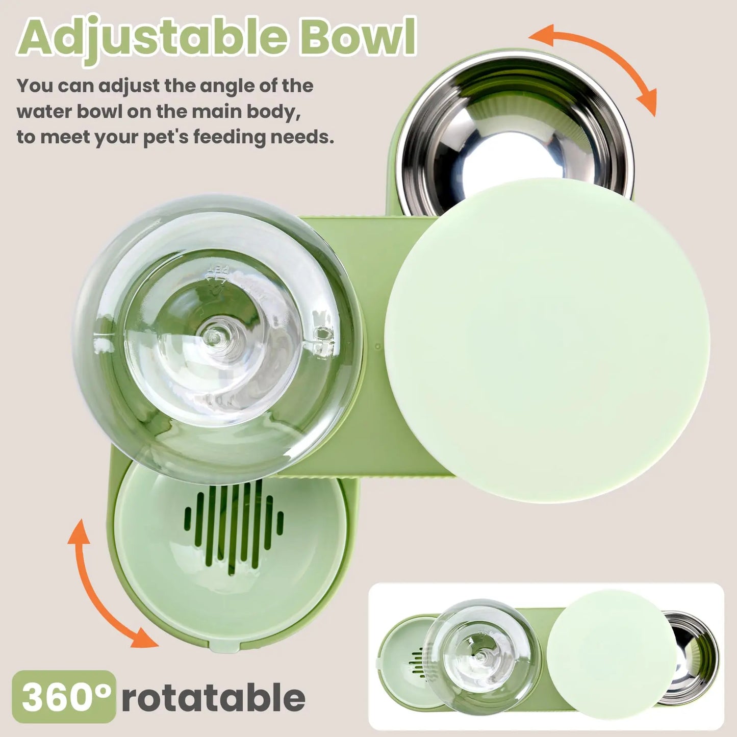 Kacoomi 2-Pack Gravity Pet Feeder and Water Dispenser Set for Cats and Small Dogs, Featuring Large Capacity Stainless Steel Bowls