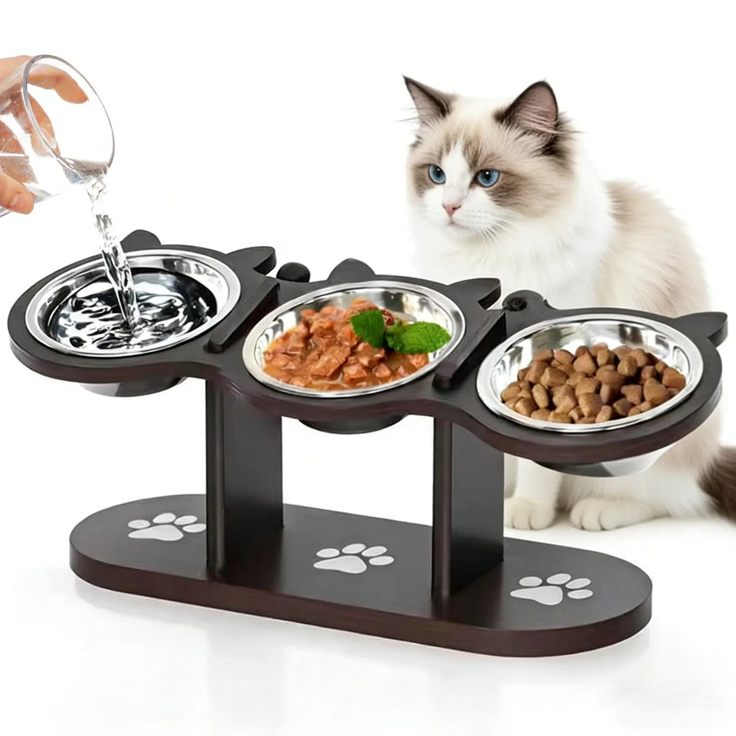 Multi-Layer Elevated Cat Feeder with Pet Food and Water Bowls, Includes 3 Stands, Easy-To-Assemble and Portable Design, Ideal for Multiple Cats Tiktokshopspringglowup Summervibes Petlovers