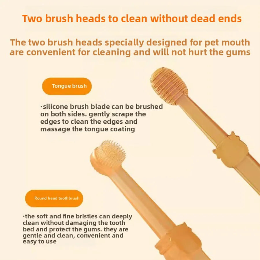 Silicone Pet Dental Care Set - Gentle Oral Hygiene Brushes with Tongue Scraper and Multi-Angle Cleaning for Dogs and Cats