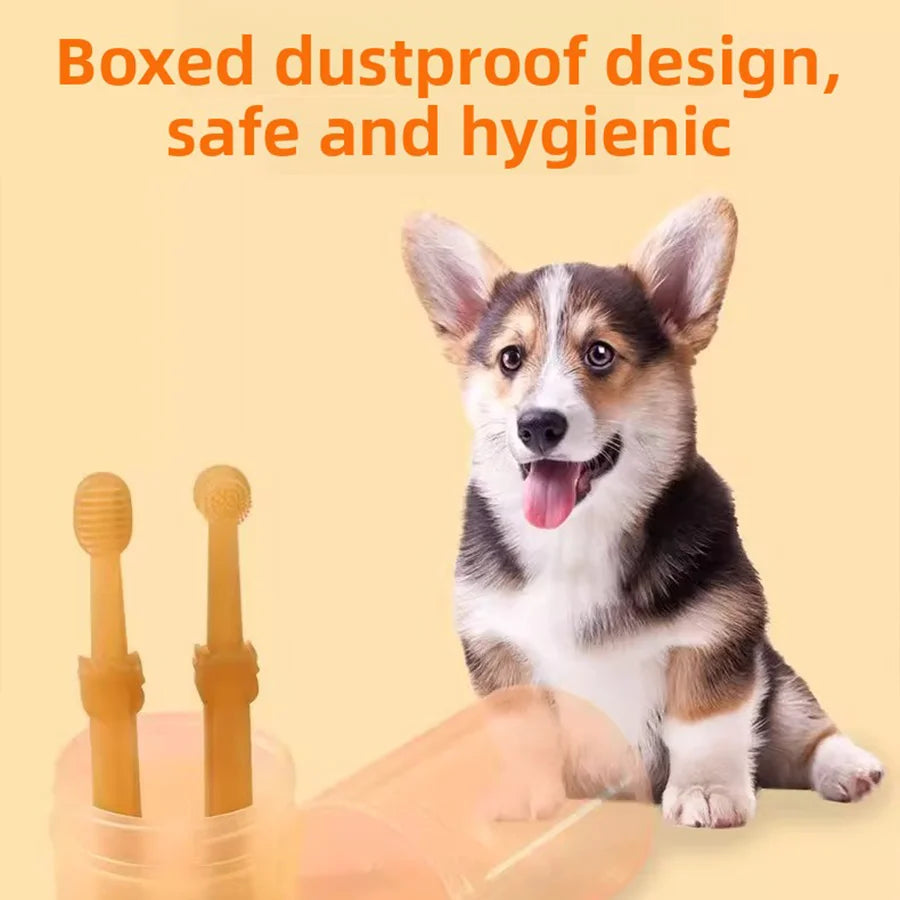 Silicone Pet Dental Care Set - Gentle Oral Hygiene Brushes with Tongue Scraper and Multi-Angle Cleaning for Dogs and Cats