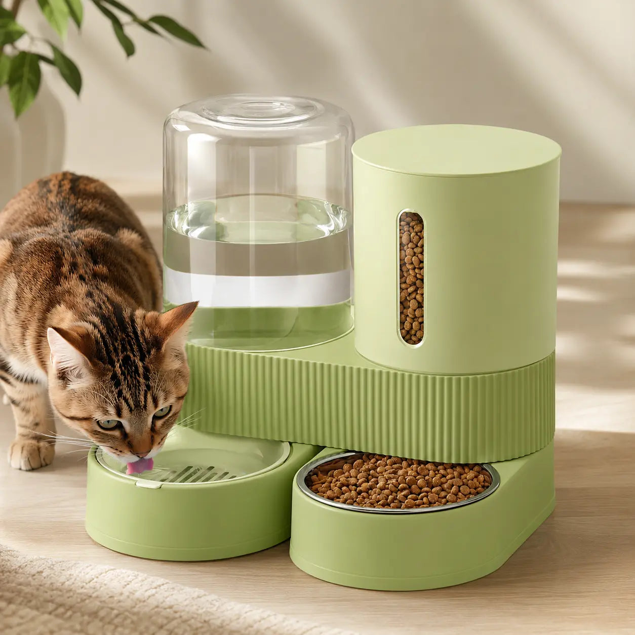 Kacoomi 2-Pack Gravity Pet Feeder and Water Dispenser Set for Cats and Small Dogs, Featuring Large Capacity Stainless Steel Bowls