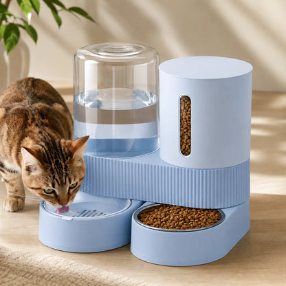 Kacoomi 2-Pack Gravity Pet Feeder and Water Dispenser Set for Cats and Small Dogs, Featuring Large Capacity Stainless Steel Bowls