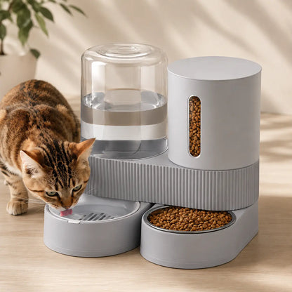 Kacoomi 2-Pack Gravity Pet Feeder and Water Dispenser Set for Cats and Small Dogs, Featuring Large Capacity Stainless Steel Bowls