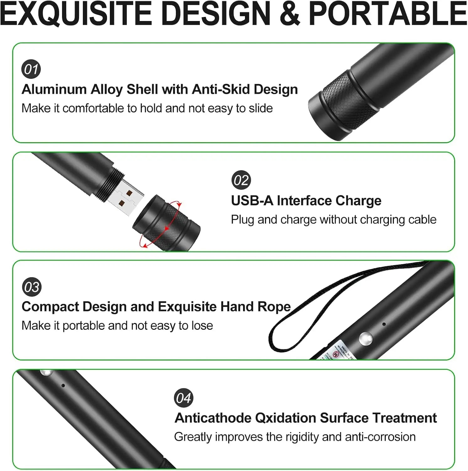 Rechargeable Green Laser Pointer Toy for Cats and Dogs - Long-Distance Flashlight for Presentations and Screen Interaction, Ideal for Office, Outdoor, and Astronomical Use