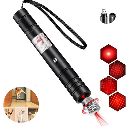 Rechargeable Green Laser Pointer Toy for Cats and Dogs - Long-Distance Flashlight for Presentations and Screen Interaction, Ideal for Office, Outdoor, and Astronomical Use